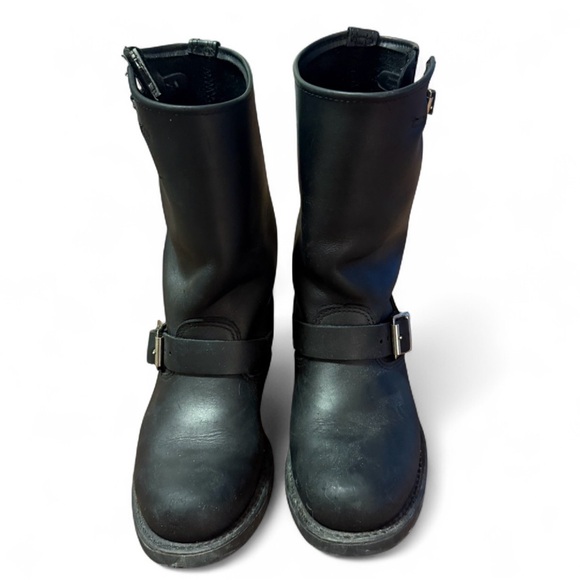 Frye Engineer 12R Greasy Black Leather Biker Boot Size 6 - Picture 3 of 12